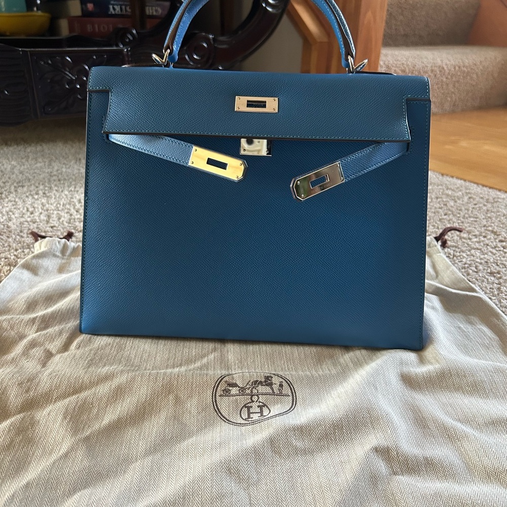 Hermes Kelly sellier 32 Bleu Zanzibar
